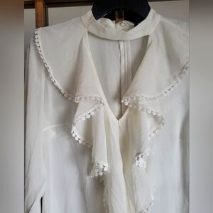 Elegant White Ruffled Blouse